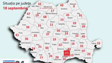 HARTA pe județe a cazurilor de infectare cu noul coronavirus. Situația oficială din România, în data de 18 septembrie