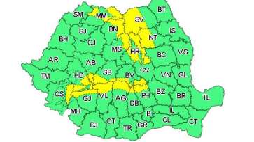 Cod galben de ninsori şi viscol în 17 judeţe, sâmbătă; informare de ploi în majoritatea regiunilor, până duminică după-amiaza